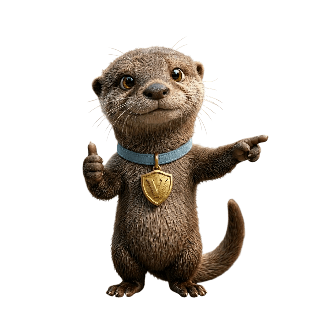 Vollia AI mascote — lontra (pointing)